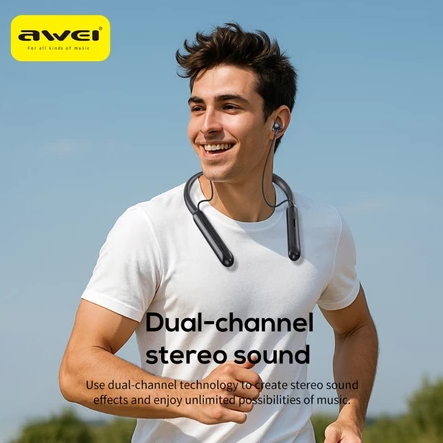 AWEI G81BL Earphones Hanging Neck In-ear Bluetooth 5.0 Headset Wireless HiFi Stereo Sports Neckband Magnetic Waterproof