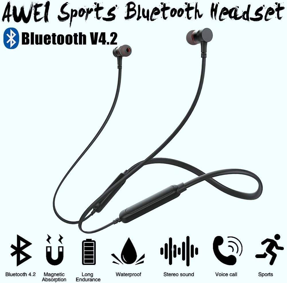 Awei G10BL Wireless Bluetooth Earphone Magnetic Neckband Earbuds With Mic Dual Driver Noise Cancel IPX5 Waterproof Sport Headset