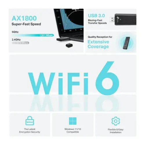 TP-Link Archer TX20U AX1800 Dual Band Wi-Fi 6 USB Adapter