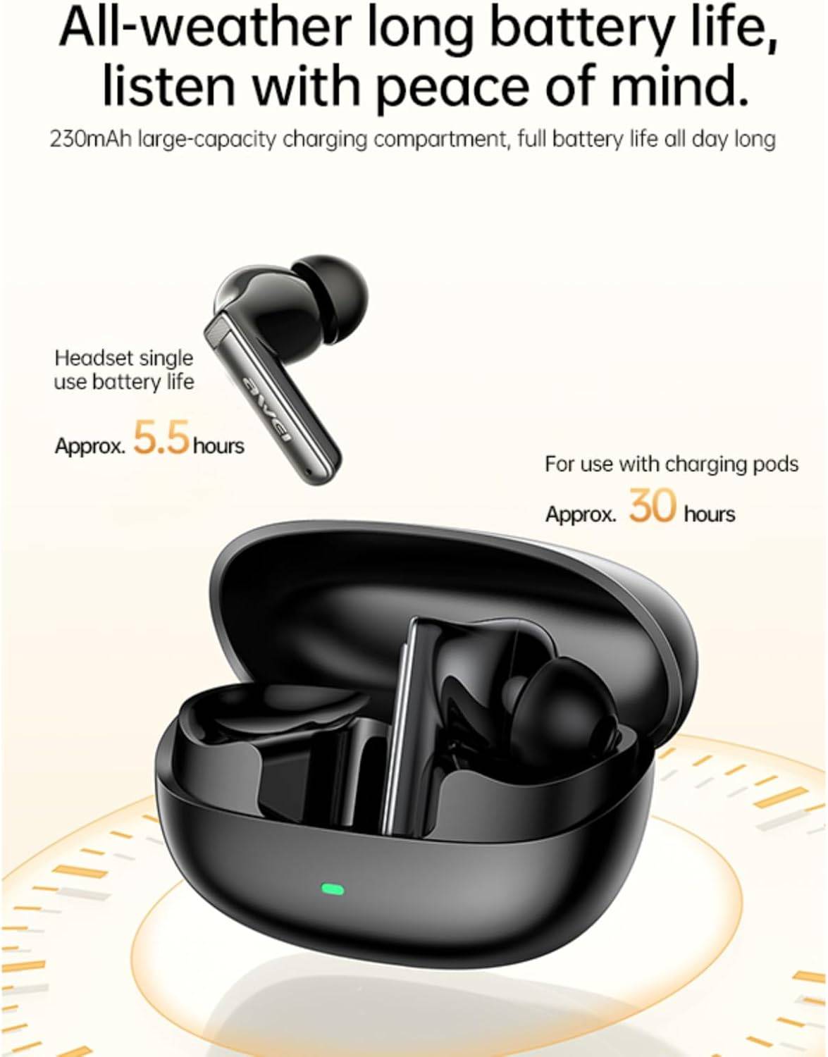 AWEI T88 ANC Wireless Earbuds Bluetooth, Wireless Earbuds Bluetooth, Bluetooth Headphones Earbuds IPX6 Waterproof
