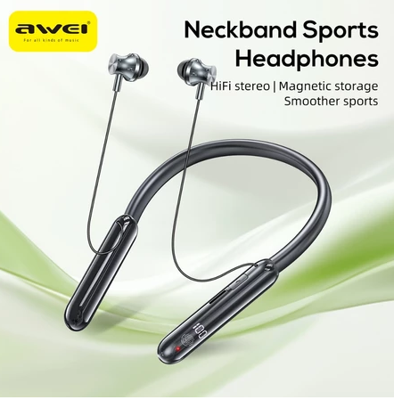 AWEI G81BL Earphones Hanging Neck In-ear Bluetooth 5.0 Headset Wireless HiFi Stereo Sports Neckband Magnetic Waterproof